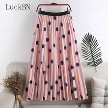 Women's Clothing Skirts Fashion Pleated Skirt Summer 2021 Office Lady Dot Print Elegent Vintage Midi Skirts Women Pink Skirt 2024 - buy cheap