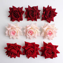 Flannelete rosa cabeça 50 tamanhos, flores artificiais 7cm mão buquê de casamento grinalda caixa de doces decoração 2024 - compre barato