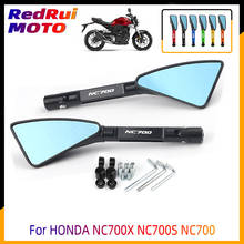 Accesorios universales para motocicleta, accesorio de aluminio CNC, lente azul, espejo retrovisor lateral, Logo láser (NC700) para HONDA NC700X NC700S NC700 2024 - compra barato