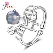 100% nova marca 925 prata esterlina bonito design openning anéis de dedo quente moda feminina anéis de cristal ajustável 2024 - compre barato