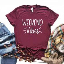 Camisetas femininas estampadas de fim de semana, camiseta de algodão casual e engraçada para moças yong top, camiseta hipster 6 cores 2024 - compre barato