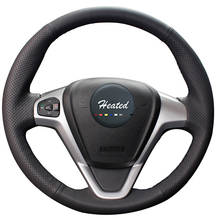 Nappa Leather Auto steering wheel cover for Ford Fiesta 2008-2013 Ecosport 2013-2016 braid on the steering wheel case 2024 - buy cheap