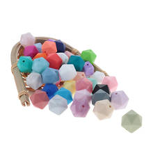 Силиконовые бусины Icosahedron 14 мм, 200 шт., детские ювелирные изделия для прорезывания зубов, ожерелье, бусины, шестигранные Силиконовые Прорезыватели «сделай сам» без бисфенола 2024 - купить недорого
