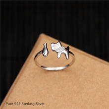 925 Sterling Silver Female Sweet Ring Finger Dog & Fish Simple Open Index Finger Jewelry Ring for Women Girl 2024 - buy cheap