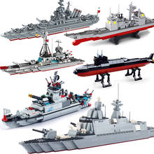 Juego de bloques de construcción de submarino para niños, buque de guerra de construcción de juguete, Submarino militar 2024 - compra barato