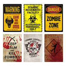 Zombie Warning Beware Metal Tin Sign Plaque Vintage Shabby Chic Wall Decor for Bar Pub Club Man Cave Iron Plates 2024 - buy cheap