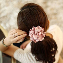 Grande rosa flor elásticos suportes de cabelo bandas de borracha meninas mulheres kawaii bonito gravata goma tecido venda quente cabeça acessórios 2024 - compre barato