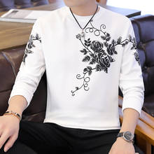 Men's thin T-shirts, long sleeves, sweaters, round collar, Korean version of the youth bottom shirt, spring autumn clothes, male 2024 - buy cheap