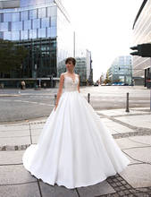 Рубиновое Свадебное бальное платье, свадебные платья длиной до пола, белые атласные свадебные платья, иллюзия, на заказ, платье 2024 - купить недорого