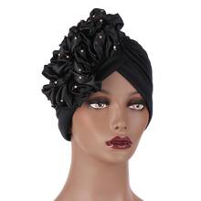 2020 New Big Flower Women Turban Caps Head Wraps Muslim Inner Hijabs Female Headscarf Bonnet African India hat Turbante mujer 2024 - buy cheap