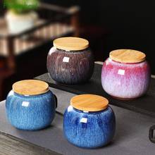 Teaware-Olla de cerámica cepillada Variable para el hogar, recipiente redondo de cerámica de 250ml, para té, Caddy 2024 - compra barato