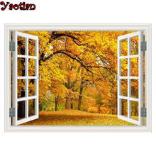 Full Square Diamond 5D DIY Diamond Painting Window Autumn forest landscape Embroidery Cross Stitch Rhinestone Mosaic Painting 2024 - buy cheap