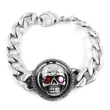 Gothic Biker Skull Bracelet Stainless Steel Titanium Jewelry Fashion Red Stone Eyes Skull Biker Mens Boys Bracelet SJB0276 2024 - buy cheap