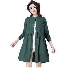 6xl plus size blusa feminina 2021 outono nova versão coreana solto meados de comprimento camisa de manga comprida fino casaco feminino casual topos c948 2024 - compre barato