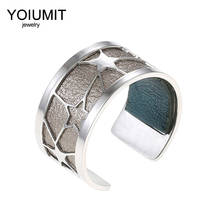 Yoiumit Adjustable Argent Ring For Women Gift Cuff  Stainless Steel Rings Interchangeable Leather Ring Bague Female 2024 - buy cheap