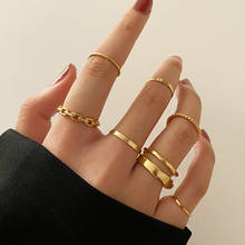Богемный золотой простой набор колец на сустав пальца для Для женщин девочек Лидер продаж металлический сплав полые круглое отверстие кольцо на палец для вечеринки, подарки, ювелирные изделия 2024 - купить недорого