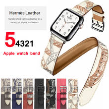 Strap For Apple watch band 5 4 44mm 40mm Double Tour Genuine leather correa iwatch 3 2 42mm 38mm bracelet aple watch Accessories 2024 - buy cheap