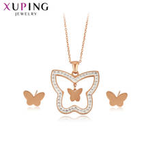 Xuping-Conjunto de joyería de acero inoxidable con forma de mariposa, diseño romántico, regalo de cumpleaños familiar para mujer, 65506 2024 - compra barato