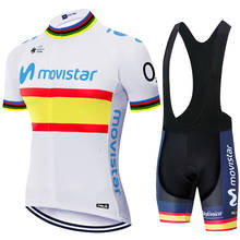 Movistar conjunto de ciclismo masculino, camiseta e bermuda de secagem rápida para equipe masculina verão 2024 - compre barato