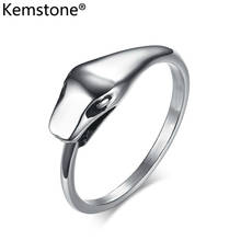 Kemstone anel de aço inoxidável 6.7mm, anel de cobra para homens e mulheres 2024 - compre barato