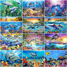 EverShine Diamond Painting Dolphin Full Square Diamond Art Sale Animals Cross Stitch Bead Embroidery Kits Home Decoration 2024 - buy cheap