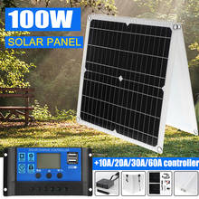 Panel Solar plegable para teléfono móvil, módulo/cargador de sistema de batería Solar, controlador Usb, 100W (2 uds. x 50W) 2024 - compra barato