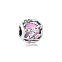 Charms fits for Bracelet Necklace Nature's Radiance Beads with Pink CZ 100% 925 Sterling Silver Jewelry Free Shipping 2024 - buy cheap