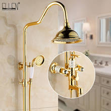 Bathroom Rain Shower Set Luxury Gold Brass Wall Mounted Bath Shower Rainfall Faucets with Hand Shower Kits Set ELS2008 2024 - buy cheap