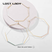 Lost Lady-pendientes minimalistas para mujer, aretes grandes geométricos huecos, joyería de fiesta de Color dorado 2024 - compra barato
