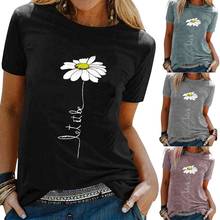 t shirt women 2021 fashion Casual O Neck Short Sleeve Letters Marguerite Print T-shirt  Top Polyester Summer clothes xxxxl 2024 - buy cheap