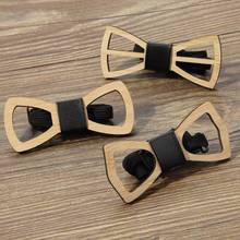 Handmade Bamboo Wooden Bow Tie Men Boys Party Hollow Butterfly Bowknot Faux Leather Knot Adjustable Classic Wedding Accessory 2024 - compre barato