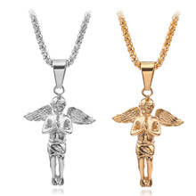 High Grade Angel Wings Pendant Necklace Gold Silver Color Chain Hip-hop Prayer Necklace Jewelry For Men Women 2024 - buy cheap