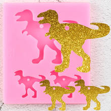 Shiny Dinosaur Family Silicone Keychains Mold Animal Dinosaur Mom And Baby Clay DIY Jewelry Making Epoxy Resin Molds 2024 - buy cheap