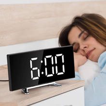 Novo relógio digital despertador eletrônico relógio digital relógios de mesa parede digital 7 Polegada curvo regulável led 2024 - compre barato