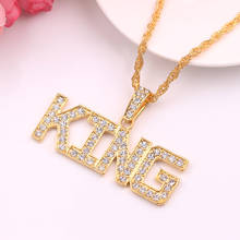 Letters Necklace Men Hip Hop Full Rhinestone King Shape Pendants Necklaces Bling Bling Cuban Chain Hiphop Necklace Jewelry Gift 2024 - buy cheap