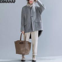 DIMANAF-Chaqueta de gran tamaño para mujer, abrigo Vintage de lana y mezclas, ropa gruesa, abrigo holgado, cárdigan con botones 2024 - compra barato