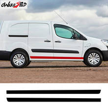 Adesivo de fibra de carbono com listras laterais, para-citroen berlingo m xl, estilo esportivo, decoração de carroceria, decalques de vinil 2024 - compre barato