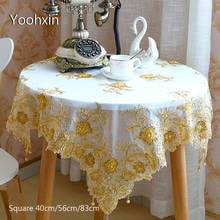 Europe Lace gold square beads Embroidered table cover cloth towel tea tablecloth Christmas wedding birthday party home decor 2024 - buy cheap