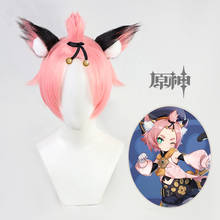 Genshin impacto diona cosplay 32cm curto natal rosa peruca cosplay anime perucas cosplay resistente ao calor perucas sintéticas dia das bruxas 2024 - compre barato