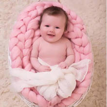 New knitted Wool Crochet Baby Blanket Newborn Photography Props Chunky Knit Blanket Basket Filler 2024 - buy cheap