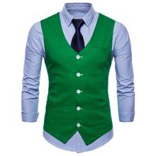 Fashion Male Vest Spring Casual Slim V-neck Sleeveless Formal Blazer Waistcoat Plus Size 3xl 4xl Men Green Suit Vest Office Wear 2024 - buy cheap
