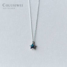 Colusiwei Genuine 925 Sterling Silver Blue Crystal Cute Star Pendant Necklace for Women Link Chain Fine Jewelry Student Gift 2024 - buy cheap