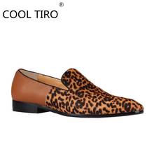 COOL TIRO Luxurious horsehair Leopard Men‘s Loafers Moccasins Smoking Party Dress Shoes Red Bottom Casual Prom Shoes Flats Brown 2024 - buy cheap