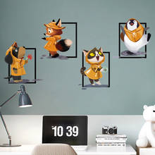 Pegatina de pared de animales de dibujos animados, decoración del hogar, perro, gato, zorro, pingüino, calcomanías artísticas para habitación de niños y sala de estar 2024 - compra barato