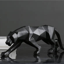 Panther Statue Animal Figurine Abstract Geometric Style Resin Leopard Sculpture Home Office Desktop Decoration Gift 2024 - buy cheap
