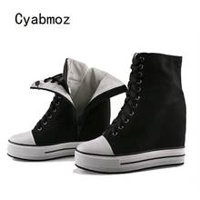 Cyabmoz Canvas High heels Top Sneakers Hidden height increasing Shoes Woman Pumps Zip Women Ladies Party Shoes Tenis feminino 2024 - buy cheap