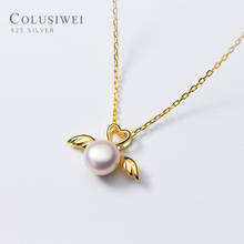 Colusiwei Genuine 925 Sterling Silver Hollow Out Hearts Pearl Wing Cute Angel Pendant for Women Link Chain Necklace Fine Jewelry 2024 - buy cheap