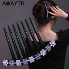 AWAYTR Crystal Rhinestones Flower Hair Combs Clip Vintage Hairpins Bridal Wedding Headdress Women Hair Accessories Disk Headwear 2024 - buy cheap