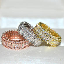 Ringon com zircônio cúbico aaa, joia da moda de luxo para mulheres, cores de ouro rosa/prata, novo anel de noivado e casamento 2024 - compre barato