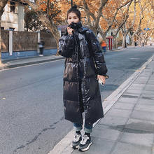 Jaqueta de inverno feminino 2021 novo preto longo com capuz 90% pato branco para baixo quente coreano solto brilhante à prova dwaterproof água moda casaco feminino 6e 2024 - compre barato